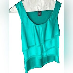 Ann Taylor Silk layered sleeveless emerald green top Petite Size: S